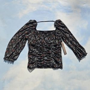 Mesh floral 3/4 Sleeve Blouse Coquette Top Pretty Floral Top